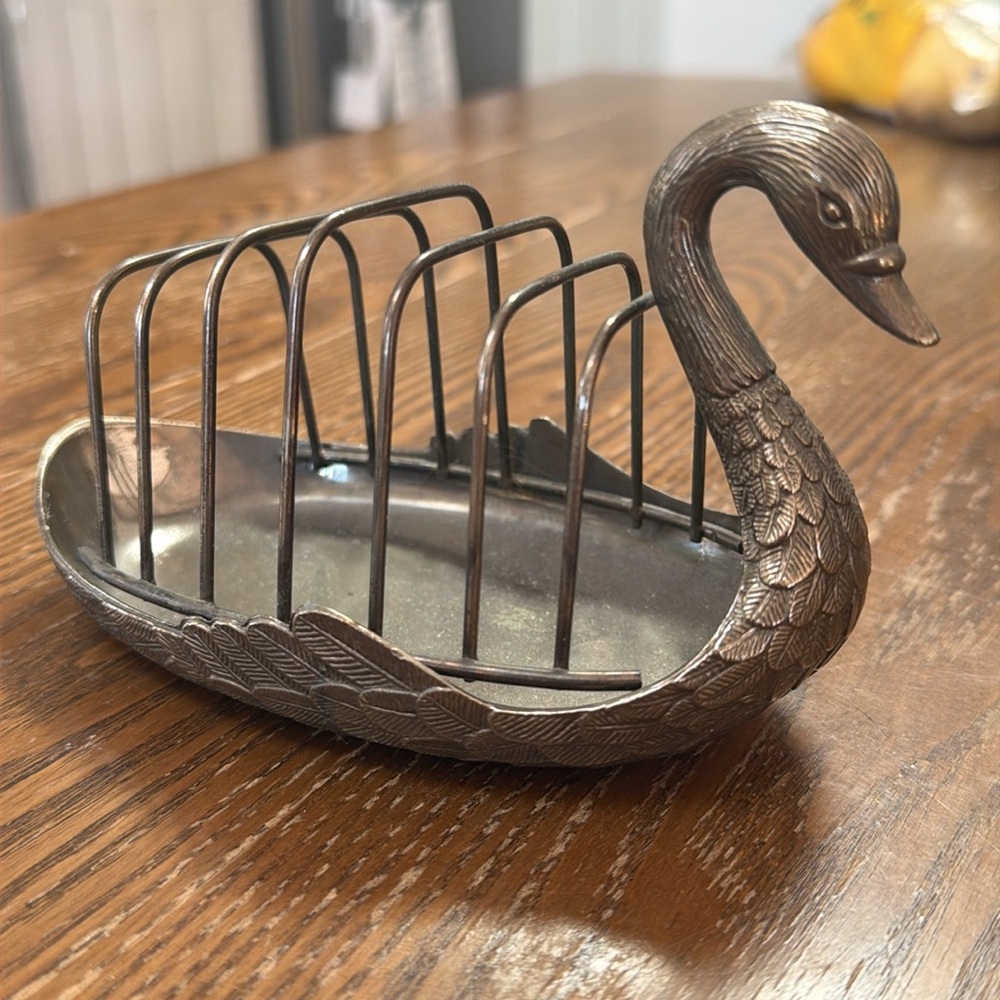 Vintage French Silver-Plated Swan Toast Rack / Letter Holder Silver Plated